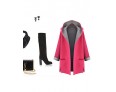 Women's Plus Size Trench Coat,Color Block Hooded Long Sleeve Fall Red / Yellow Wool / Others Medium