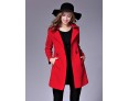 Women's Casual/Daily Street chic Pea CoatsSolid Notch Lapel Long Sleeve Winter Pink / Red / Yellow Wool / Cotton Medium