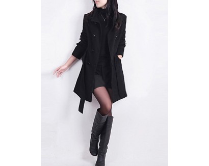 New WomenWoolen Coat Winter Slim Double Breasted Overcoat Winter Coats Long Outerwear for Women