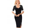 Women's Vintage/Sexy/Cute/Party/Work Micro-elastic Short Sleeve Knee-length Dress (Cotton Blends)