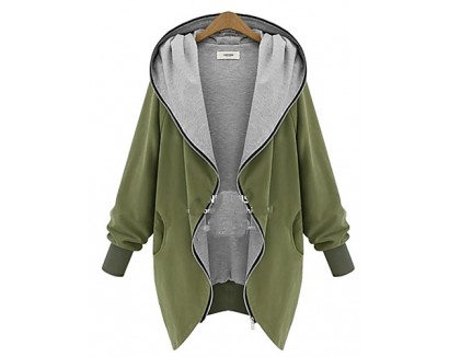 WinterWomen's Solid Color Multi-color plus size Coats & Jackets , Sexy / Casual / Work Tailored Collar Long Sleeve