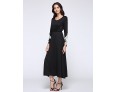 Women's Casual/Daily Simple Little Black / Swing Dress,Patchwork Round Neck Maxi Long Sleeve Black Polyester / Spandex Spring Mid Rise