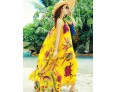 Beach Swing Dress,Print Maxi Sleeveless Yellow Summer Inelastic Thin