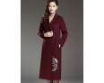 Women's Plus Size Street chic CoatPrint Notch Lapel Long Sleeve Fall / Winter Red / Black / Gray Wool / Polyester Thick