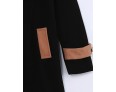 Women's Going out Street chic Coat,Color Block Round Neck Long Sleeve Winter Black / Brown Polyester Thick