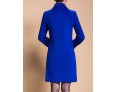 Women's Plus Size Coat,Solid Shirt Collar Long Sleeve Winter Blue / Black / Yellow Wool / Others Thick