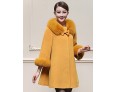 Women's Plus Size / Casual/Daily Simple Coat,Solid Round Neck Long Sleeve Winter Blue / Yellow Wool / Faux Fur Thick