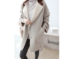 Women's Casual/Daily Simple CoatSolid Round Neck Long Sleeve Winter Gray Wool Thick