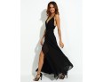 Women's Party/Cocktail Sexy Loose Dress,Solid V Neck Maxi Sleeveless Black Polyester Summer