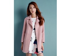 Women's Casual/Daily Simple Coat,Solid Notch Lapel Long Sleeve Winter Blue / Pink / Red Polyester Medium