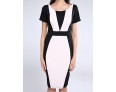 Women's Going out Vintage / Simple / Cute / Street chic A Line / Bodycon Dress,Patchwork Round Neck Knee-length Short SleeveRed / Beige /