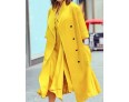 Boutique S Going out / Daily /Street chic / SophisticatedCoat,Solid Peaked Lapel Long Sleeve Winter Yellow