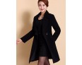 Women's Coat,Solid / Patchwork Peaked Lapel Long Sleeve Winter Blue / Black / Yellow Wool / Others Thick