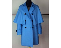 Women's Going out Cute Cloak/Capes,Solid Shirt Collar Long Sleeve Winter Blue / Orange Wool Thick