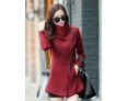 Women's Casual/Daily Simple Coat,Print Shirt Collar Long Sleeve Winter Red / Gray Wool Thick