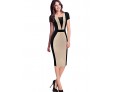 Women's Going out Vintage / Simple / Cute / Street chic A Line / Bodycon Dress,Patchwork Round Neck Knee-length Short SleeveRed / Beige /