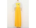 Women's Fashion Round Neck Print Color Block Swing Maxi Dress