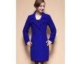 Women's Coat,Solid / Patchwork Peaked Lapel Long Sleeve Winter Blue / Black / Yellow Wool / Others Thick