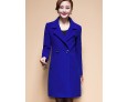 Women's Coat,Solid / Patchwork Peaked Lapel Long Sleeve Winter Blue / Black / Yellow Wool / Others Thick