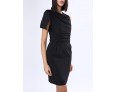 Women's Work Simple Bodycon Dress,Solid Round Neck Knee-length Short Sleeve Blue / Red / White / Black Polyester Summer