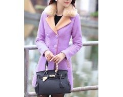 Women's Casual/Daily Simple Coat,Solid Asymmetrical Long Sleeve Winter Black / Purple Cotton / Polyester Medium