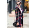 Women's Going out Cute Preppy Style Coat,Plaid Hooded Long Sleeve Winter Blue