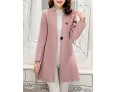 Women's Casual/Daily Simple Coat,Solid Notch Lapel Long Sleeve Spring Pink / Red / Green / Purple Wool Medium