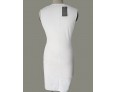 Women's Plus Size White Round Neck Midi Dress, Cotton Blends Knee-length Sleeveless