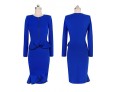 Women's Fashion Retro Bodycon O Neck Long Sleeve Pattern Color Dress