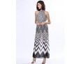 Women's Black & White Stripes Sexy Sleeveless Maxi Dress