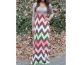 Women's Beach Loose Dress,Striped / Print Round Neck Maxi Long Sleeve Gray / Green Cotton Fall