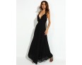 Women's Party/Cocktail Sexy Loose Dress,Solid V Neck Maxi Sleeveless Black Polyester Summer