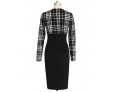 Women's Vintage Fashion New Patchwork Round Neck Long Sleeve Bodycon Dress