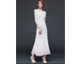 Women's Sexy Lace Halter Hollowing Round Neck Long Sleeve Party Cocktail Long Dress