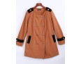 Women's Going out Street chic Coat,Color Block Round Neck Long Sleeve Winter Black / Brown Polyester Thick