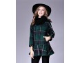 Women's Casual/Daily Street chic CoatPlaid Round Neck Long Sleeve Fall / Winter Red / Black / Green Wool Medium