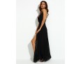 Women's Party/Cocktail Sexy Loose Dress,Solid V Neck Maxi Sleeveless Black Polyester Summer