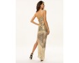 Women's Sexy Sequins Gold Strapless Maxi Dress