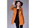 Women's Casual/Daily Street chic Pea CoatsSolid Notch Lapel Long Sleeve Winter Pink / Red / Yellow Wool / Cotton Medium