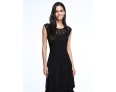 Women's Beach Lace / Skater Dress,Solid Round Neck Maxi Sleeveless Blue / Black Acrylic Spring