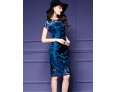 Women's Vintage Print Plus Size / Sheath Dress,Round Neck Knee-length Polyester