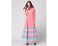 Women's Simple / Boho Rainbow Loose Large Size National Style Chiffion Dress,Round Neck Maxi