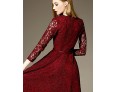 Women's Party/Cocktail Sexy Sheath Dress,Patchwork V Neck Maxi Long Sleeve Red Cotton Summer