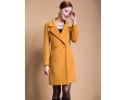 Women's Solid Blue / Black / Yellow Casual Loose Long Woolen Overcoat , Work / Plus Sizes Long Sleeve Wool