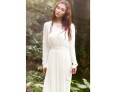 Women's Holiday / Casual/Daily Simple Loose / Swing Dress,Solid Round Neck Midi Long Sleeve White Cotton Spring / Fall Mid Rise