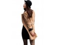 Women's Going out Street chic Coat,Color Block Round Neck Long Sleeve Winter Black / Brown Polyester Thick