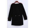 Women's Going out Street chic Coat,Color Block Round Neck Long Sleeve Winter Black / Brown Polyester Thick