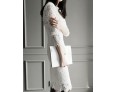 Women's Going out / Work Sophisticated Sheath / Lace / Black and White Dress,Solid Stand Knee-length Long Sleeve White / BlackCotton /