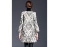 Women‘s Going out Sophisticated CoatFloral Round Neck Long Sleeve Winter White