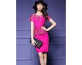 Women's Sophisticated Print Bodycon Dress,Round Neck Knee-length Polyester